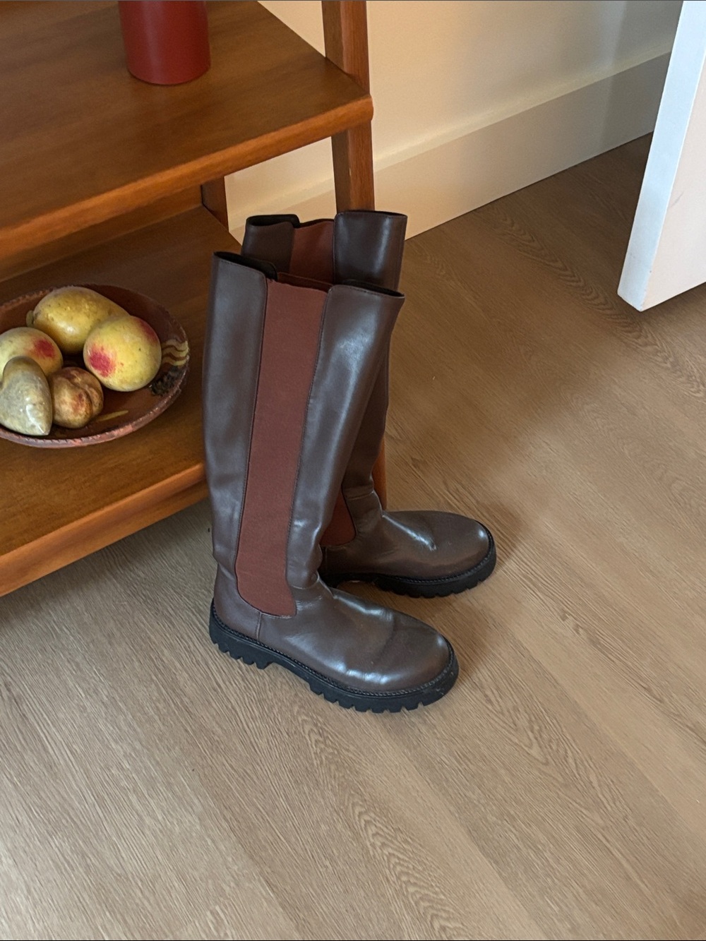 Men's Brown Leather Knee-High Chelsea Boots